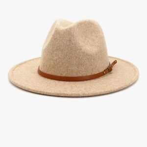 Lisianthus Women Wool Wide Brim Belt Buckle Fedora Hat